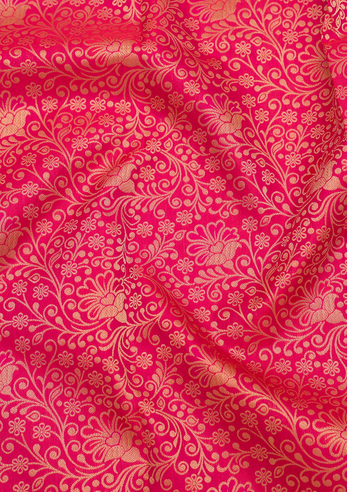 Magenta Pink Zariwork Pure Silk Saree-Koskii