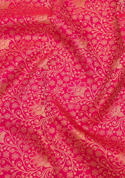 Magenta Pink Zariwork Pure Silk Saree-Koskii