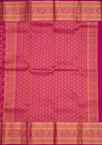 Magenta Pink Zariwork Pure Silk Saree-Koskii