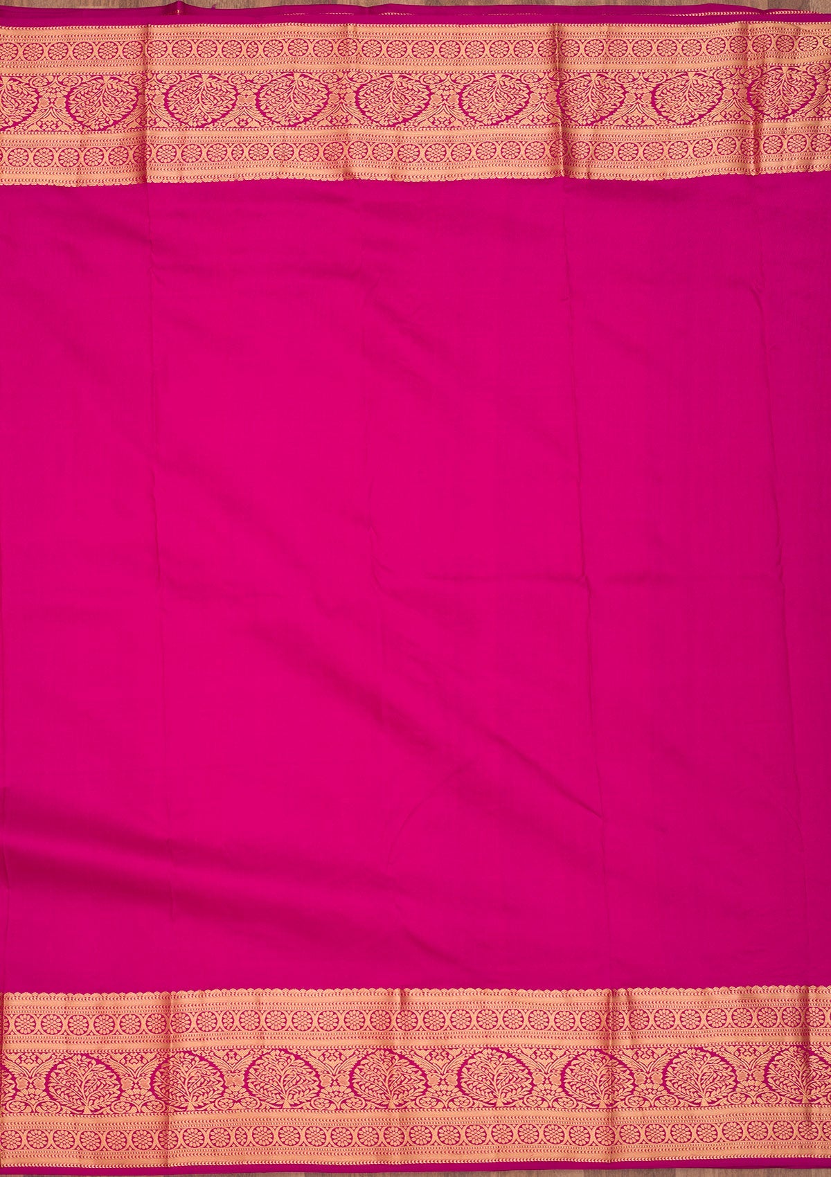 Magenta Pink Zariwork Pure Silk Saree-Koskii