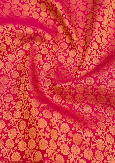 Magenta Pink Zariwork Pure Silk Saree-Koskii