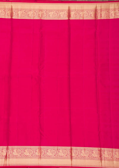 Magenta Pink Zariwork Pure Silk Saree-Koskii