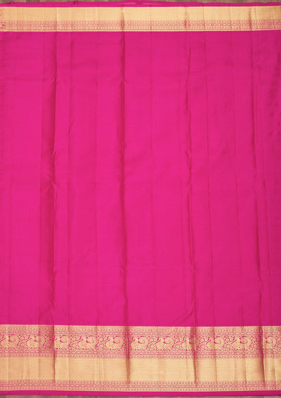 Magenta Pink Zariwork Pure Silk Saree-Koskii