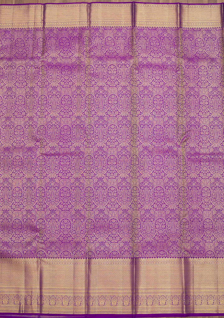 Magenta Pink Zariwork Pure Silk Saree-Koskii