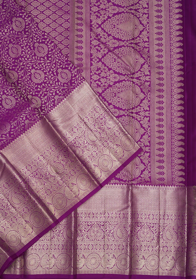 Magenta Pink Zariwork Pure Silk Saree-Koskii