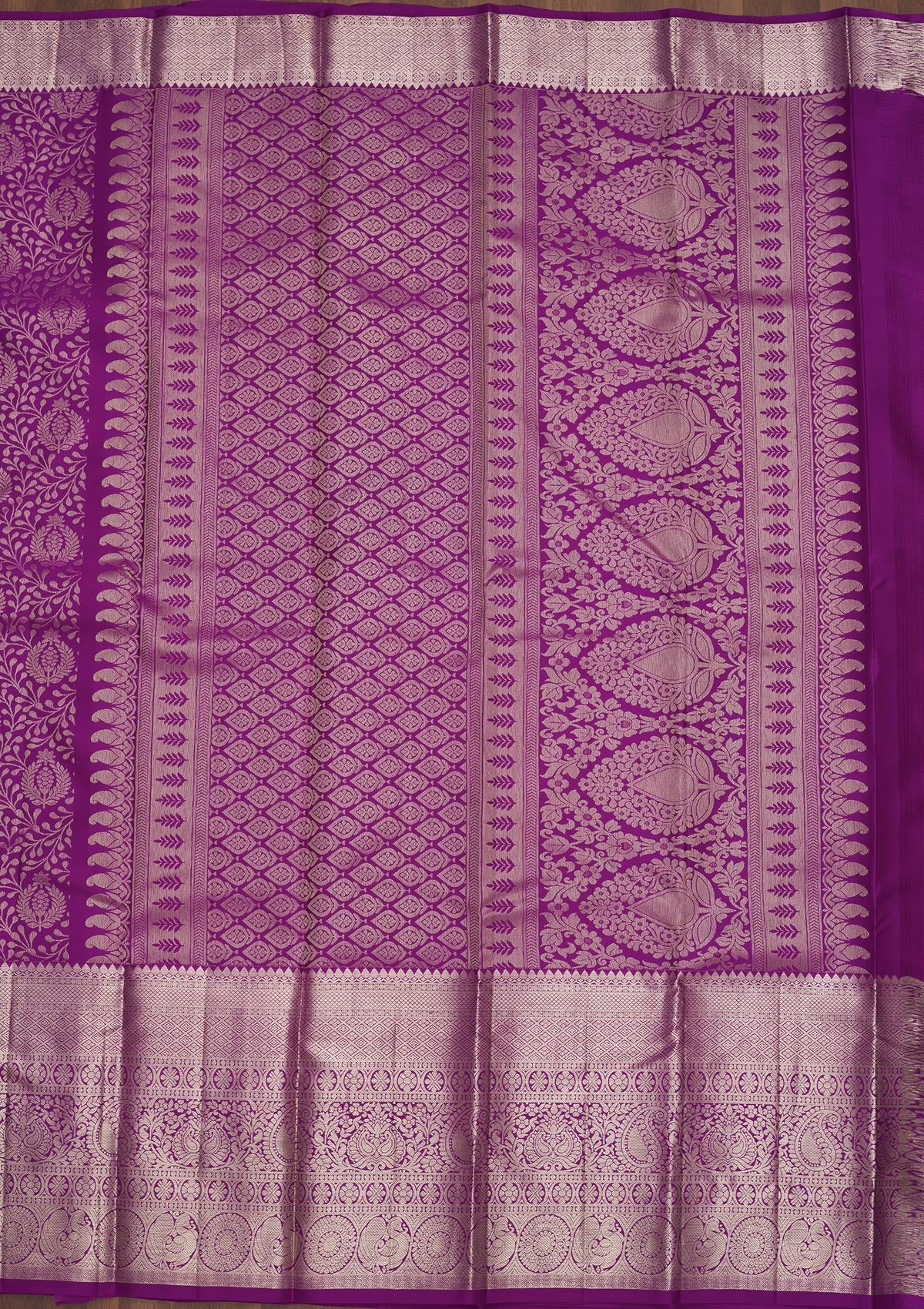 Magenta Pink Zariwork Pure Silk Saree-Koskii