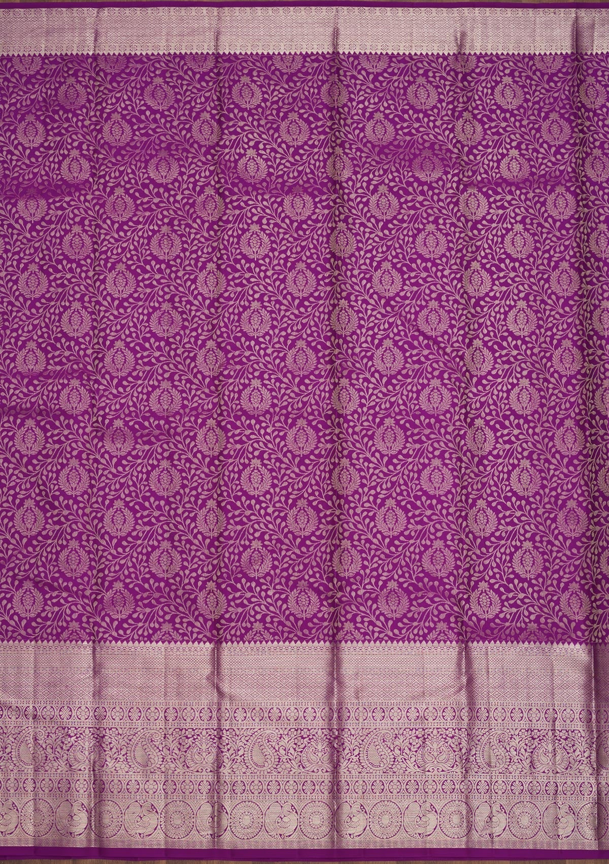 Magenta Pink Zariwork Pure Silk Saree-Koskii