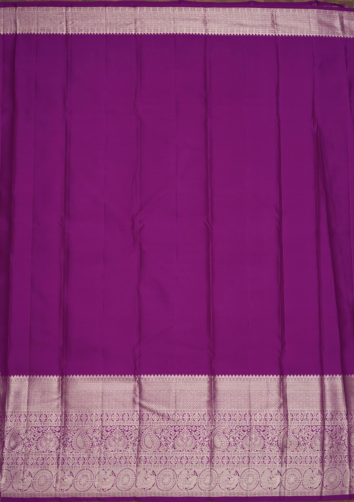 Magenta Pink Zariwork Pure Silk Saree-Koskii