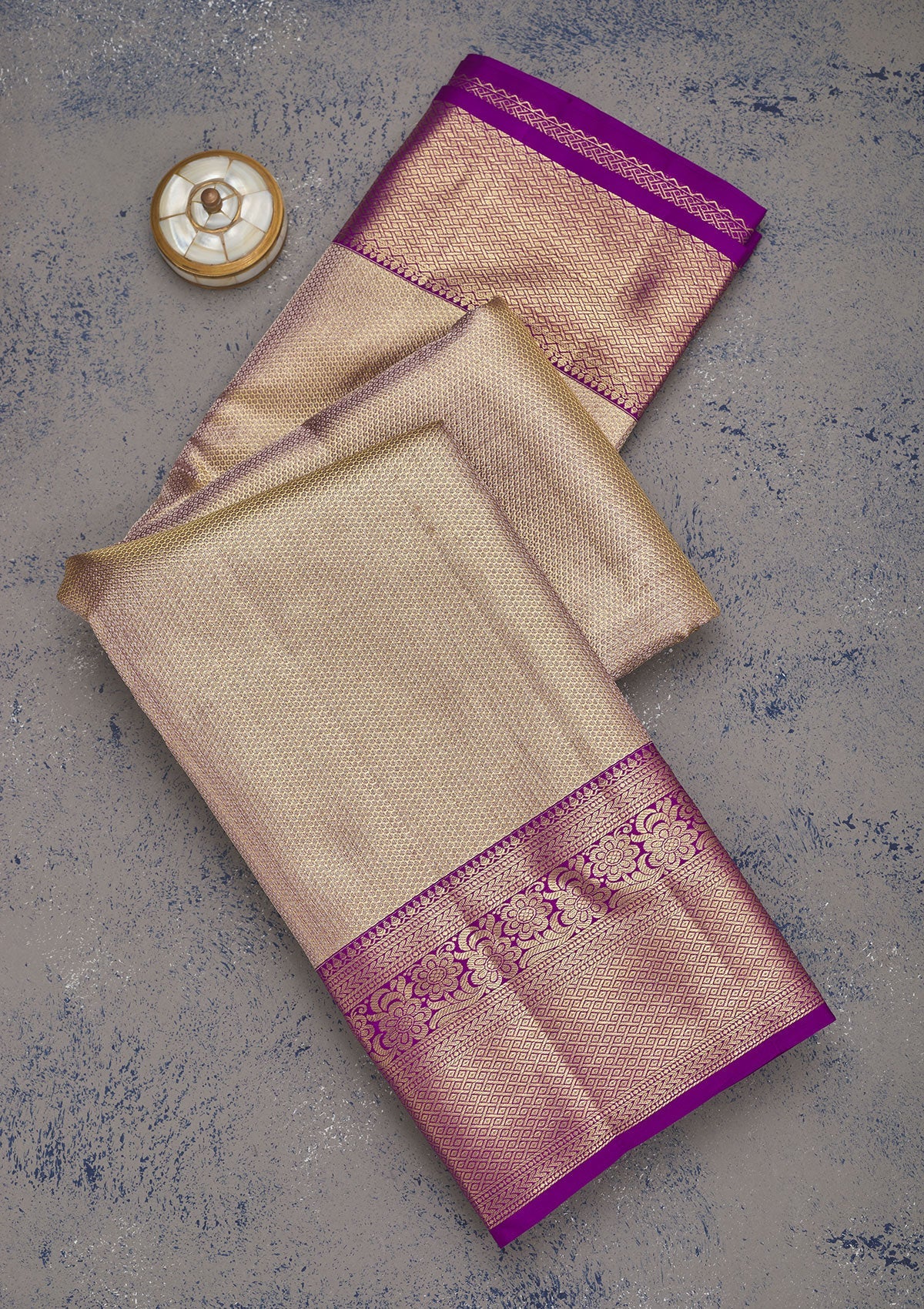 Beige Zariwork Pure Silk Saree-Koskii