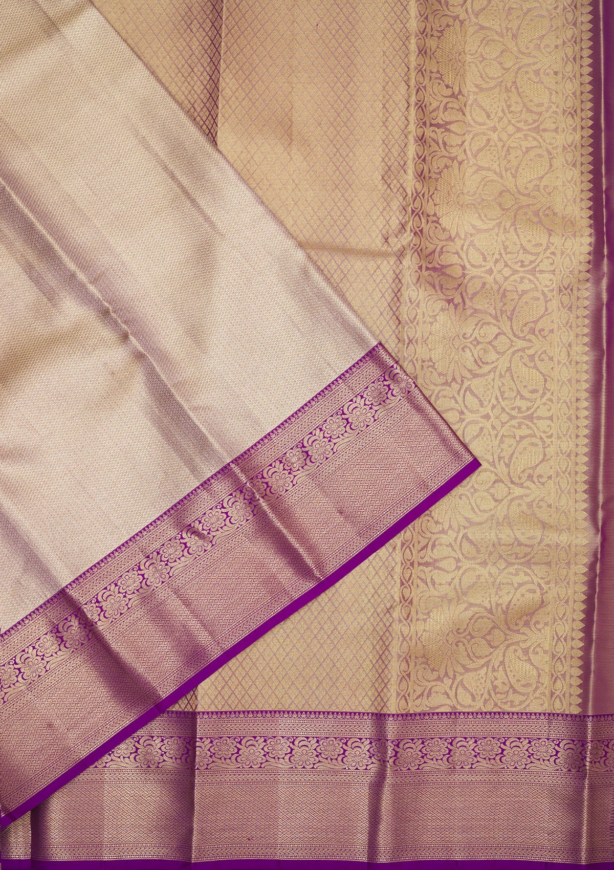 Beige Zariwork Pure Silk Saree-Koskii