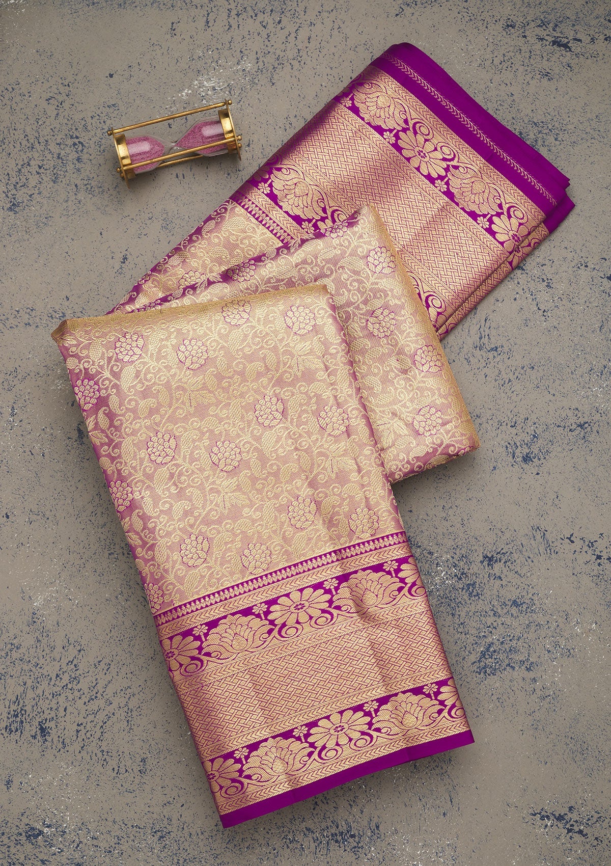 Magenta Pink Zariwork Pure Silk Saree-Koskii