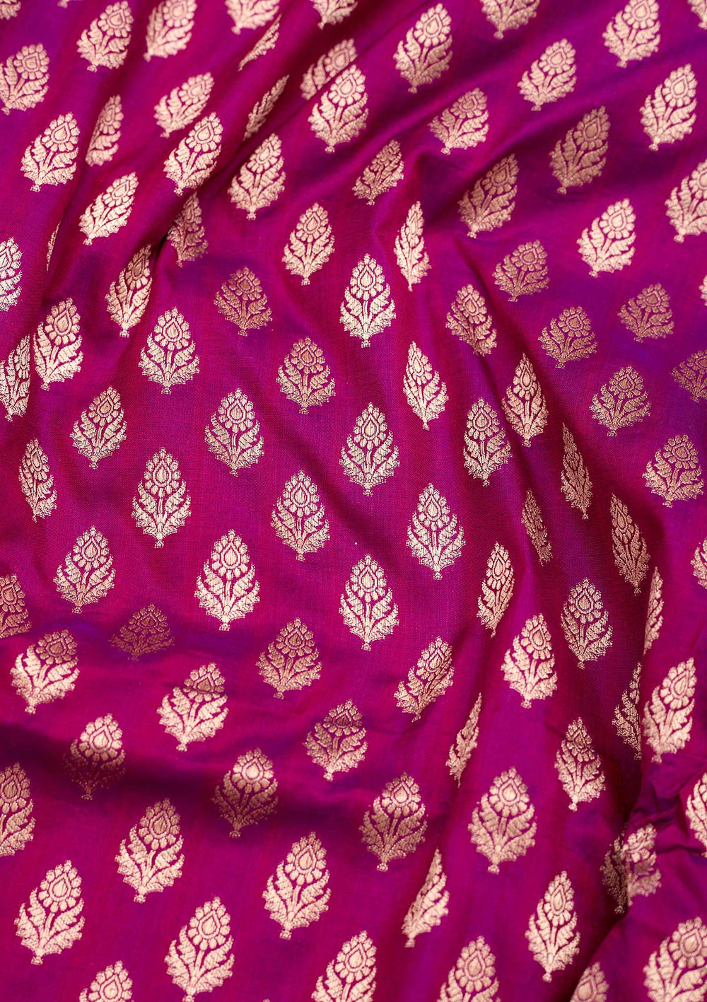 Magenta Pink Zariwork Pure Silk Saree-Koskii