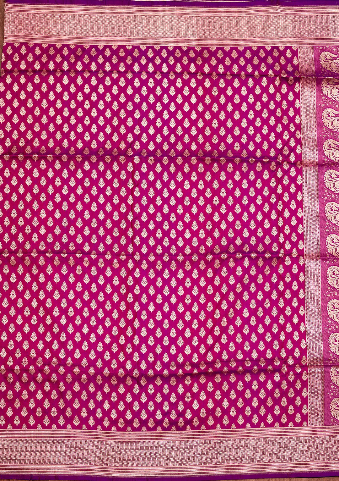 Magenta Pink Zariwork Pure Silk Saree-Koskii