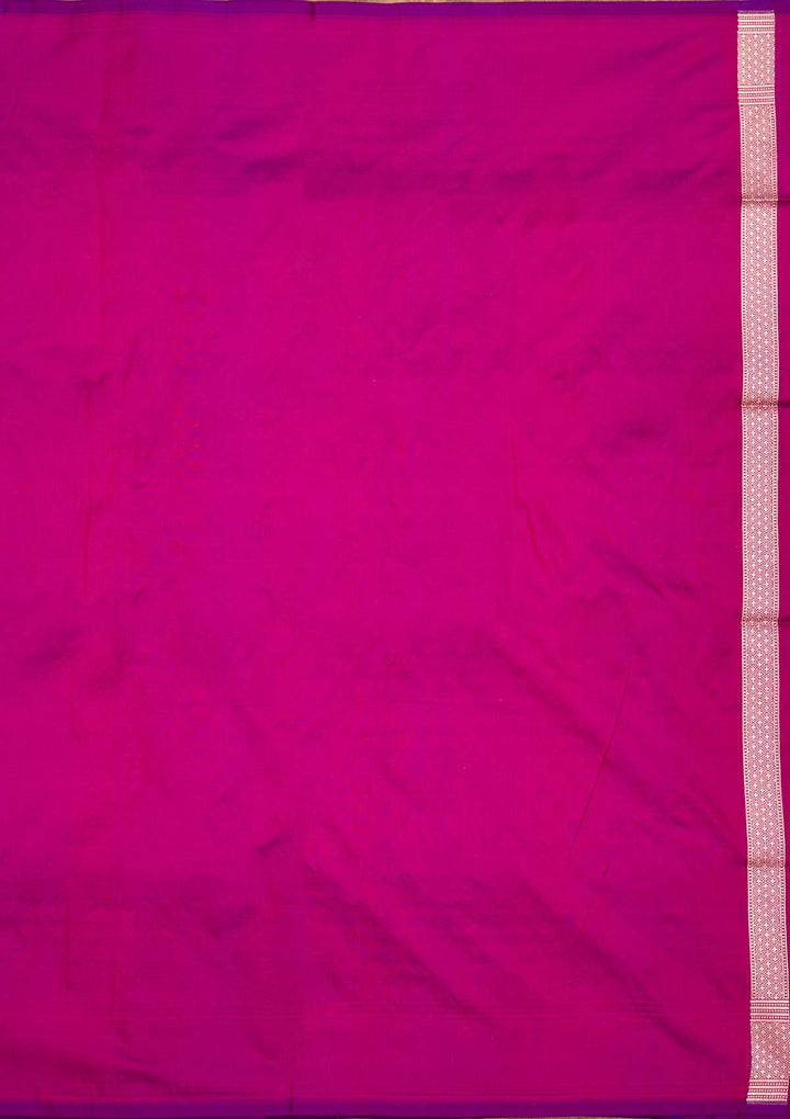 Magenta Pink Zariwork Pure Silk Saree-Koskii