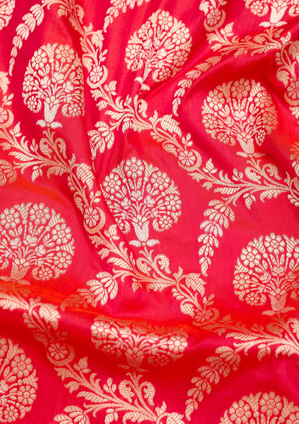 Magenta Pink Zariwork Pure Silk Saree-Koskii