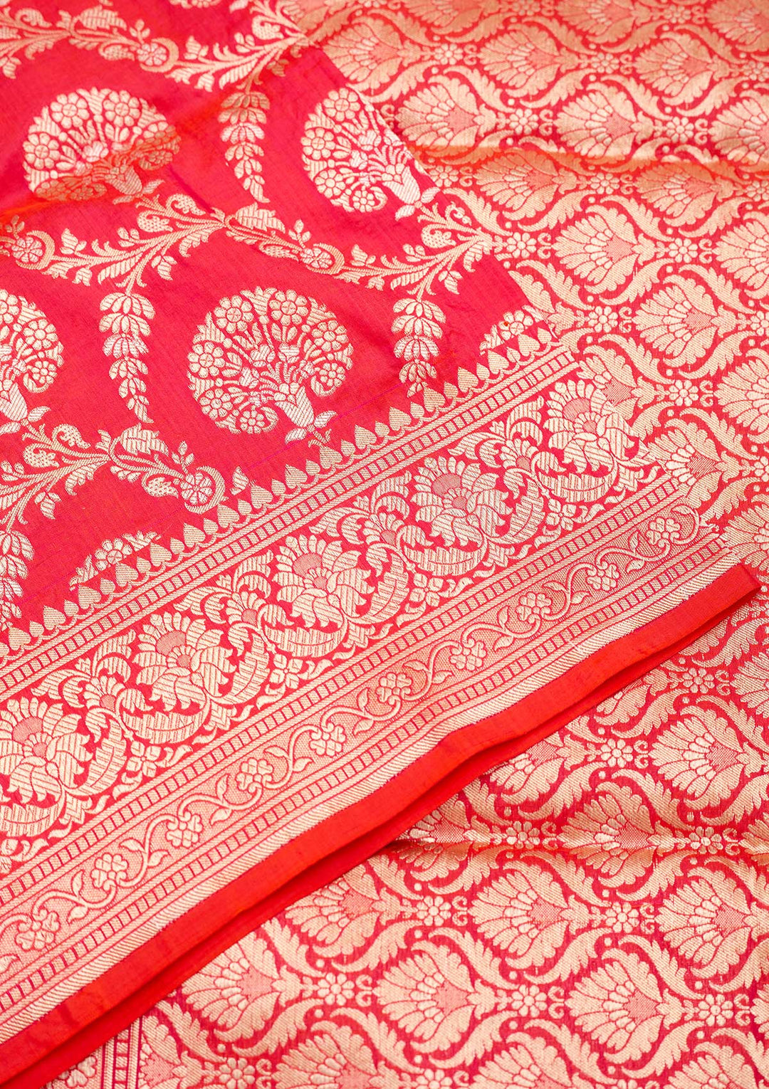 Magenta Pink Zariwork Pure Silk Saree-Koskii