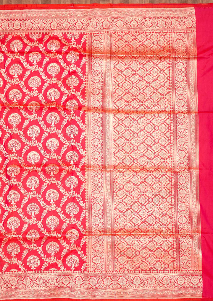 Magenta Pink Zariwork Pure Silk Saree-Koskii