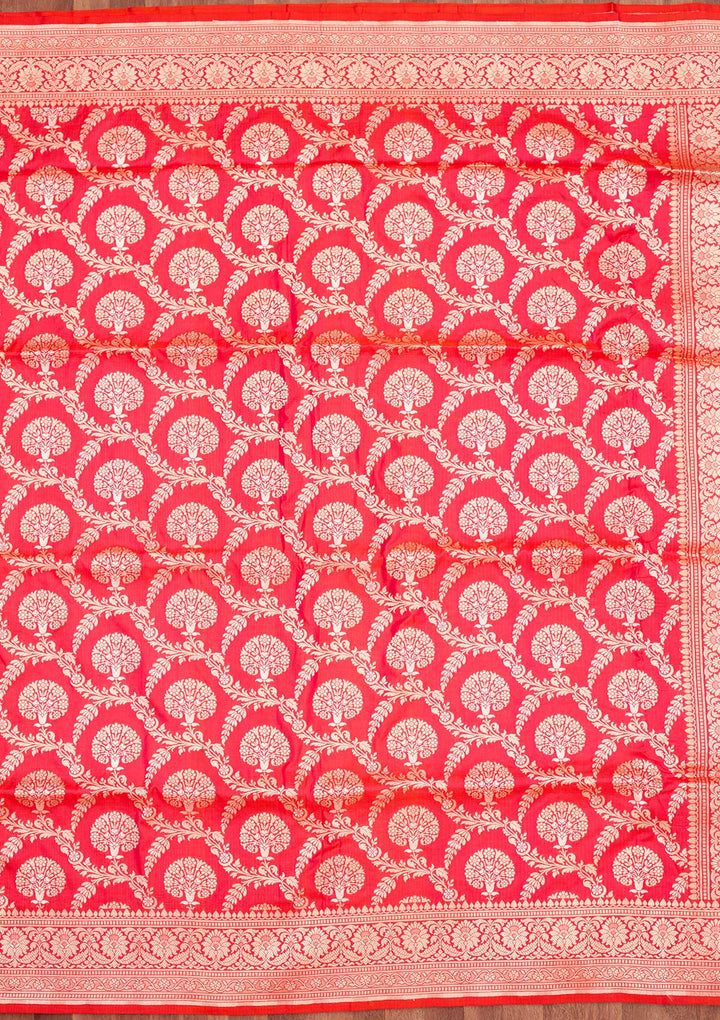 Magenta Pink Zariwork Pure Silk Saree-Koskii
