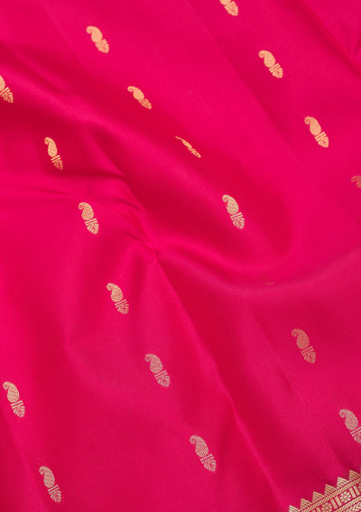 Magenta Pink Zariwork Pure Silk Saree