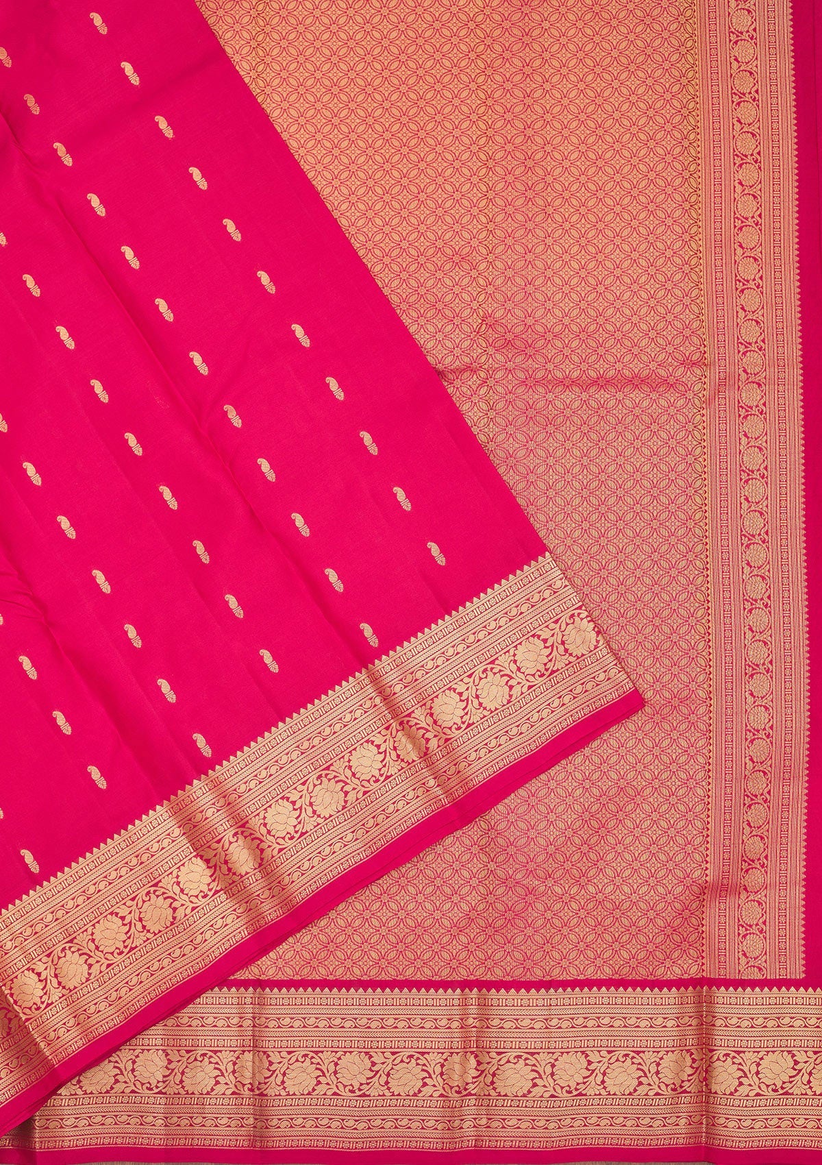 Magenta Pink Zariwork Pure Silk Saree