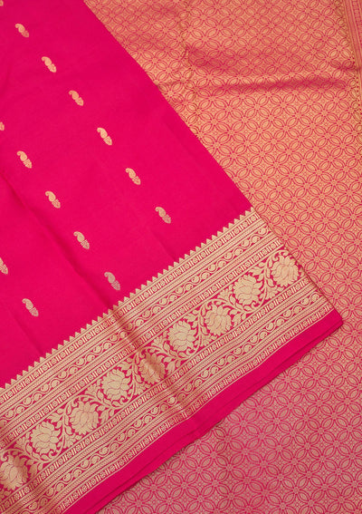 Magenta Pink Zariwork Pure Silk Saree