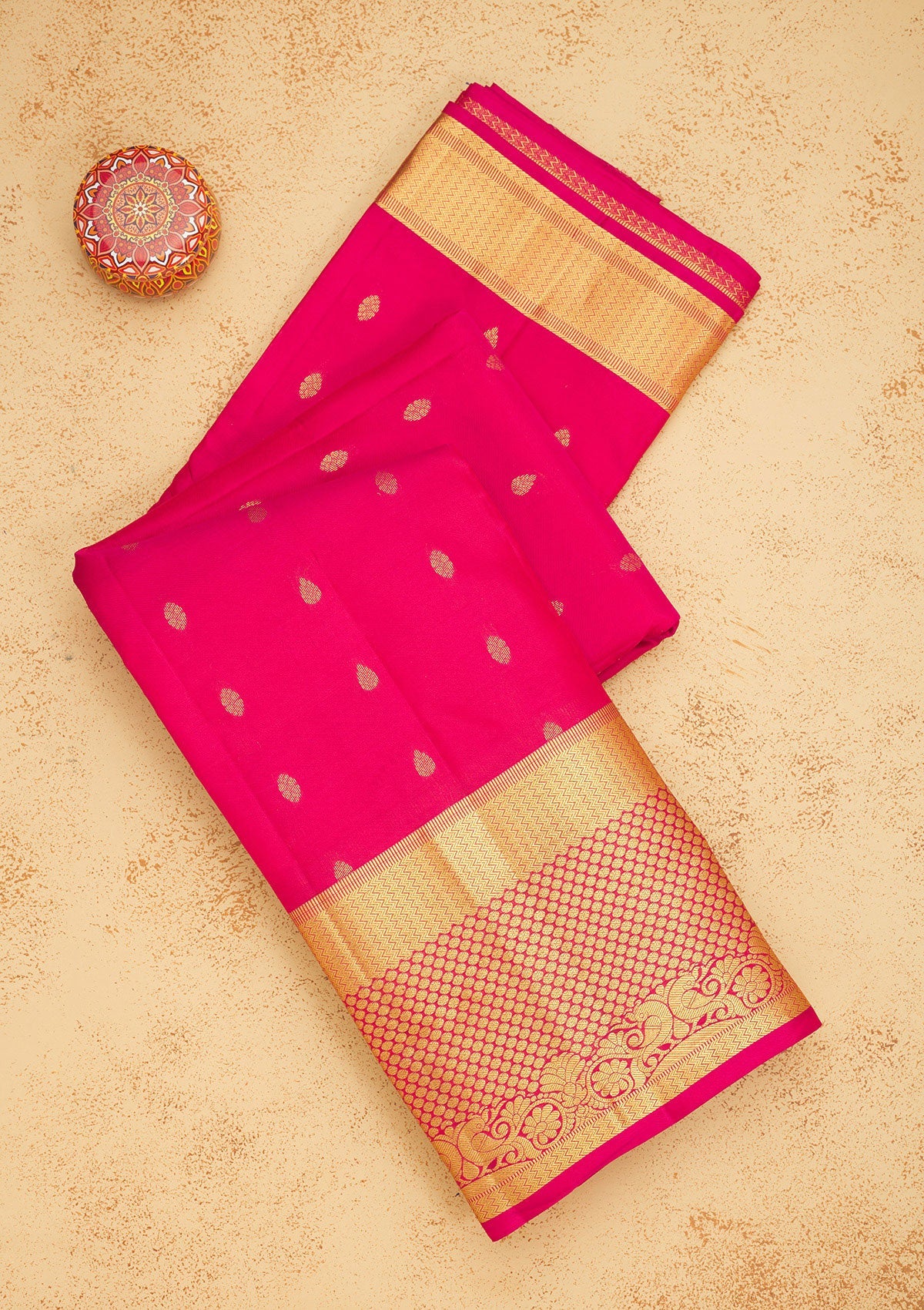 Magenta Pink Zariwork Pure Silk Saree-Koskii