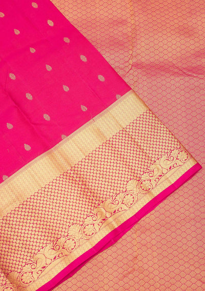 Magenta Pink Zariwork Pure Silk Saree