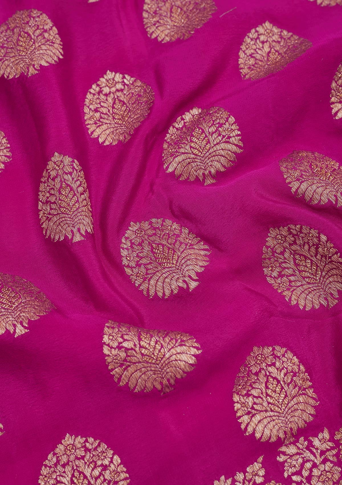 Magenta Pink Zariwork Pure Silk Saree-Koskii