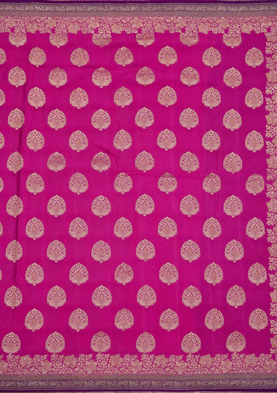 Magenta Pink Zariwork Pure Silk Saree-Koskii