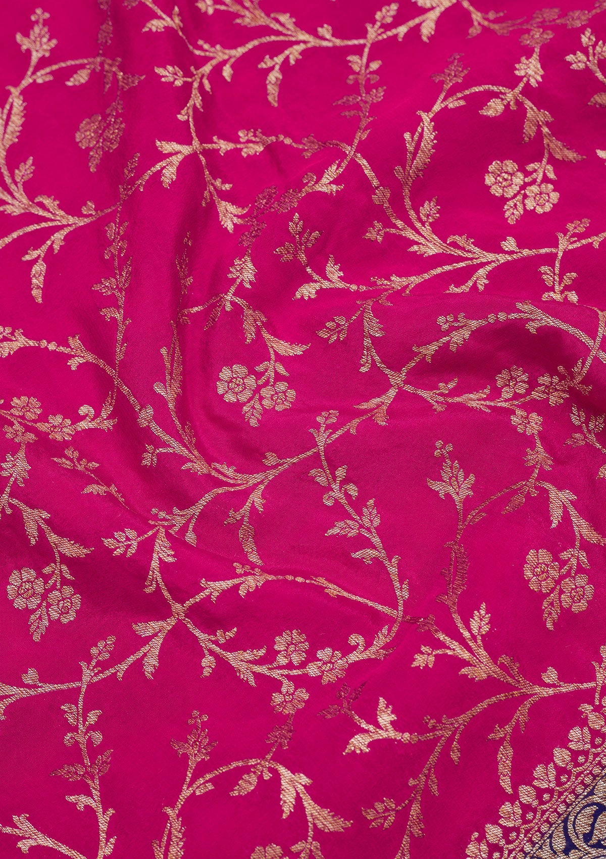 Magenta Pink Zariwork Pure Silk Saree-Koskii