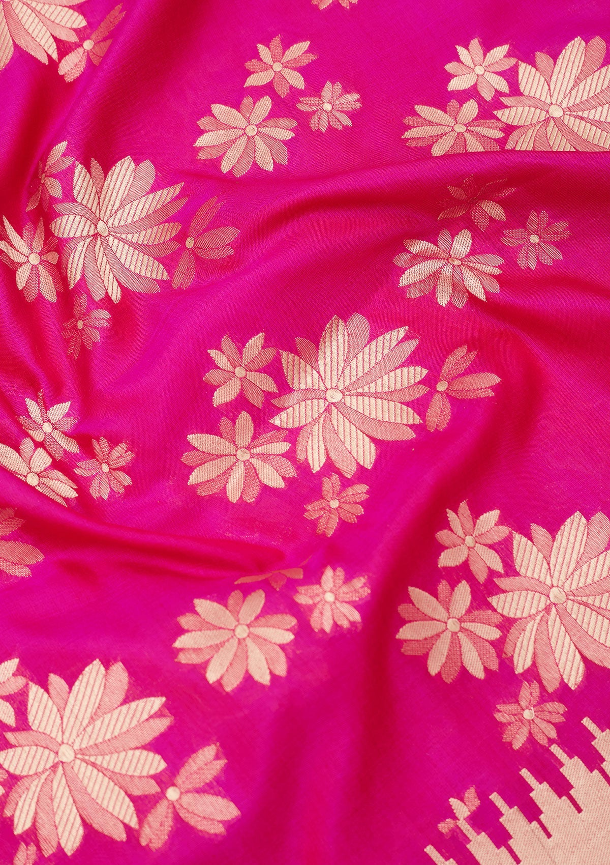 Magenta Pink Zariwork Pure Silk Saree-Koskii