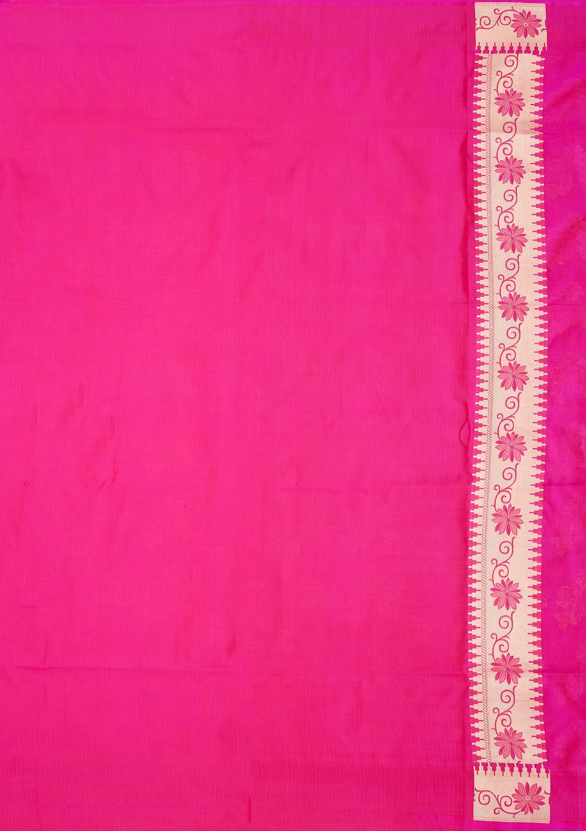 Magenta Pink Zariwork Pure Silk Saree-Koskii