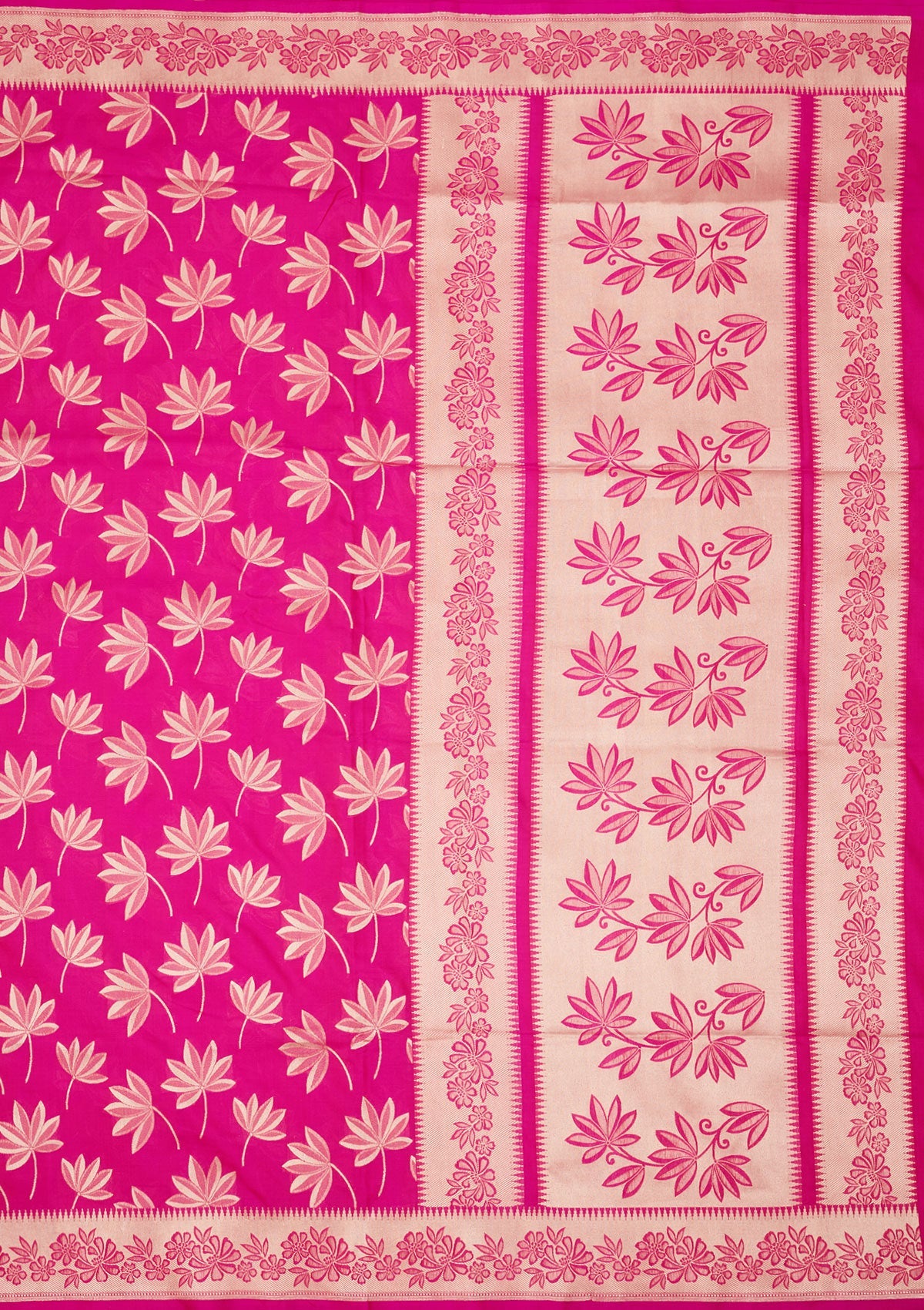 Magenta Pink Zariwork Pure Silk Saree-Koskii