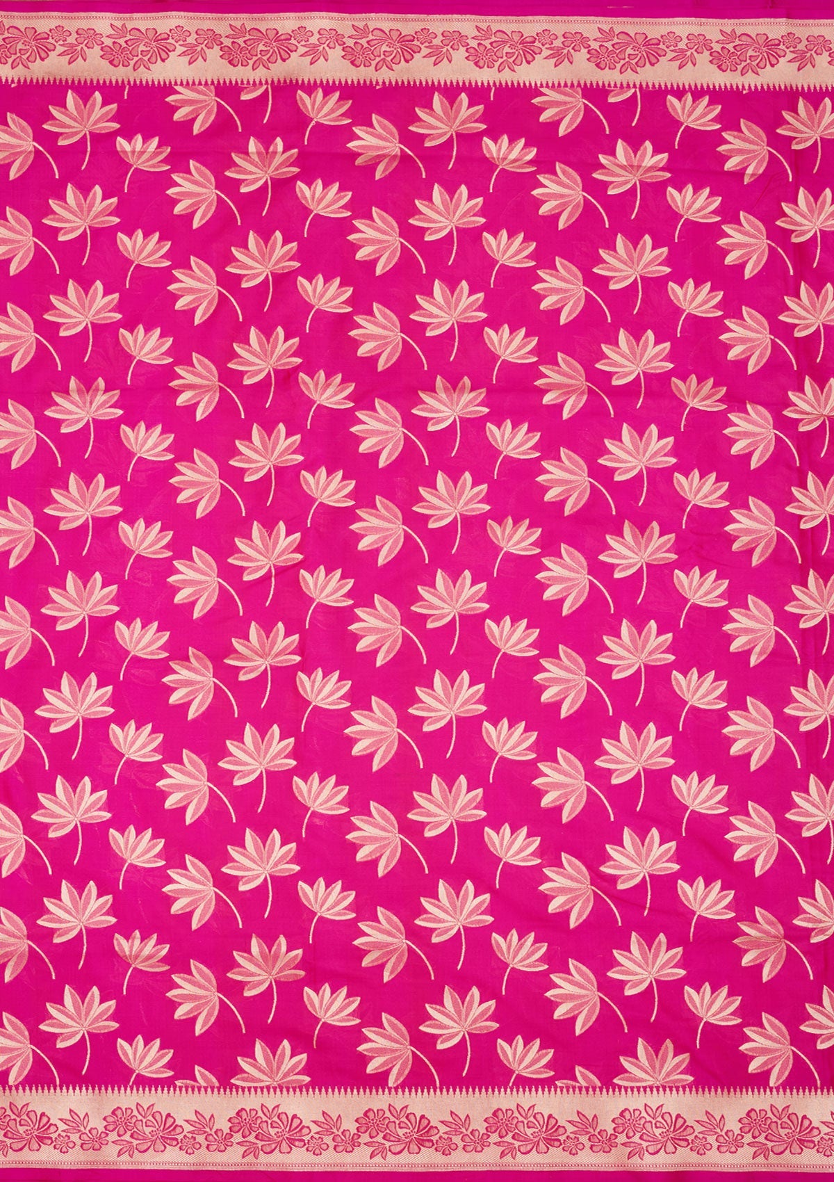 Magenta Pink Zariwork Pure Silk Saree-Koskii