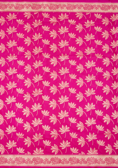 Magenta Pink Zariwork Pure Silk Saree-Koskii