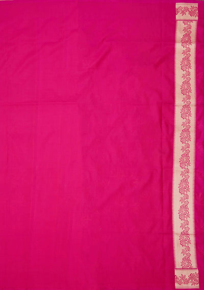 Magenta Pink Zariwork Pure Silk Saree-Koskii