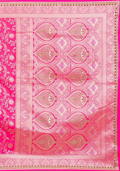 Magenta Pink Zariwork Banarasi Silk Saree