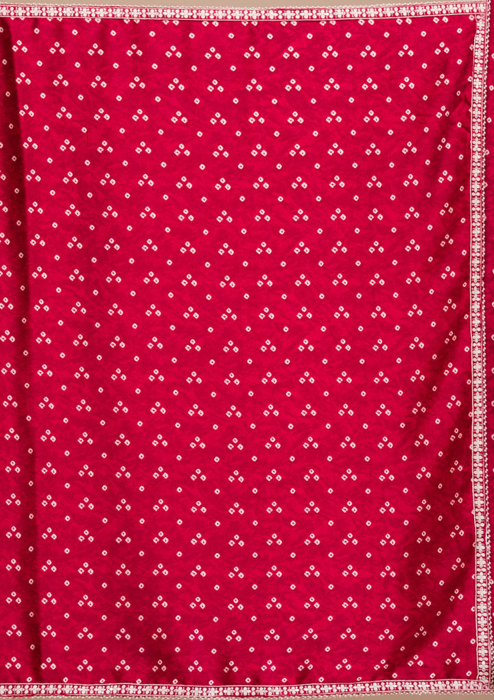 Maroon Bandini Print Satin Saree-Koskii