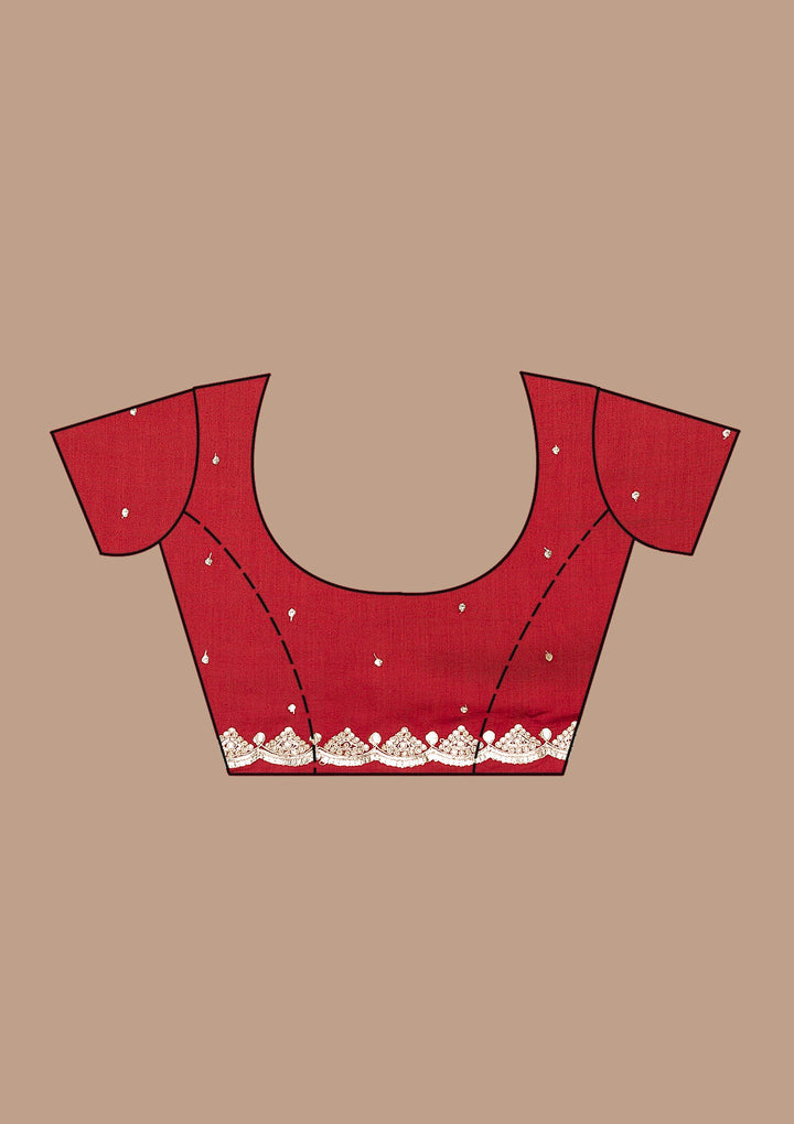 Maroon Gotapatti Raw Silk Saree-Koskii