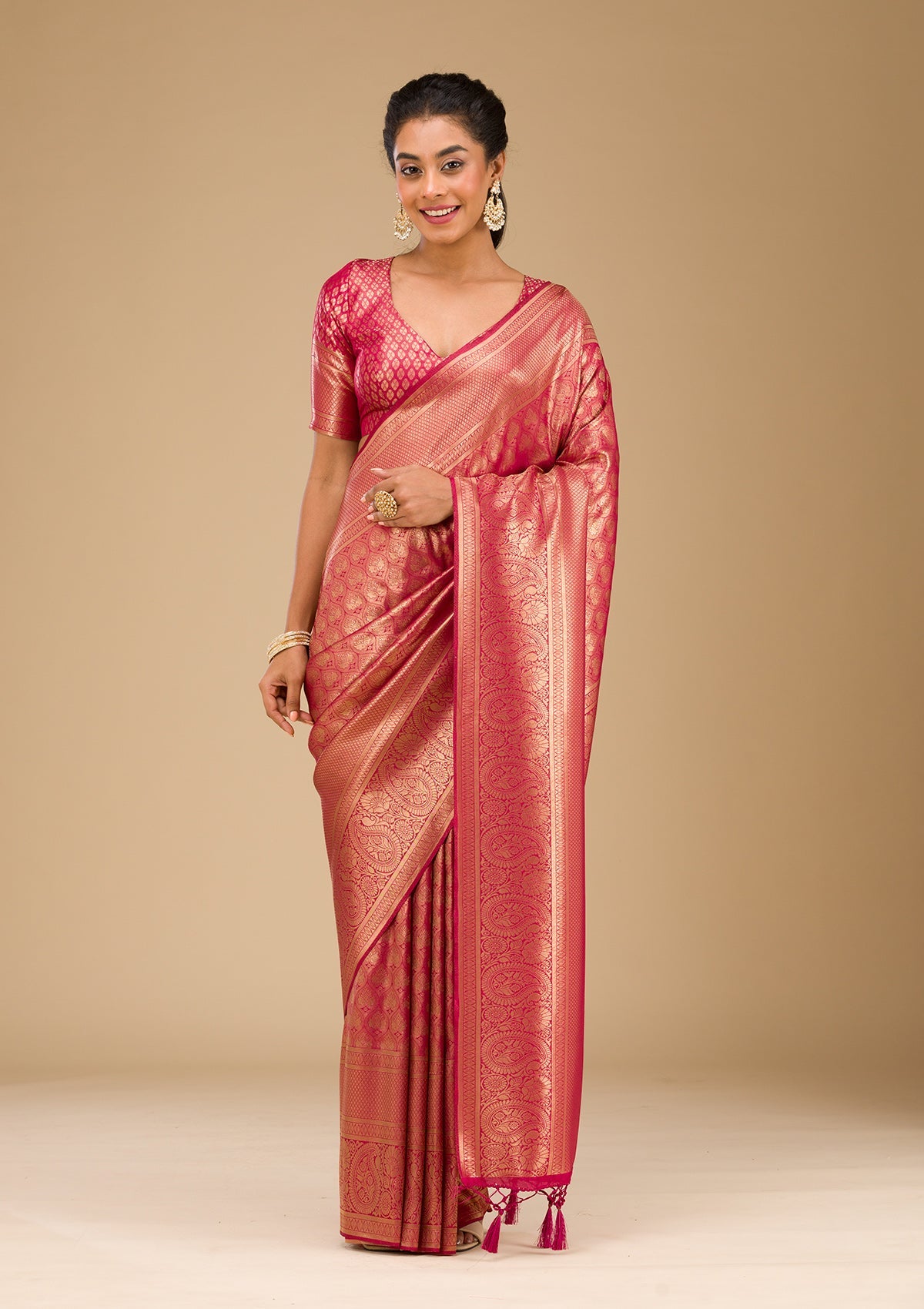 Maroon Plain Art Silk Saree-Koskii