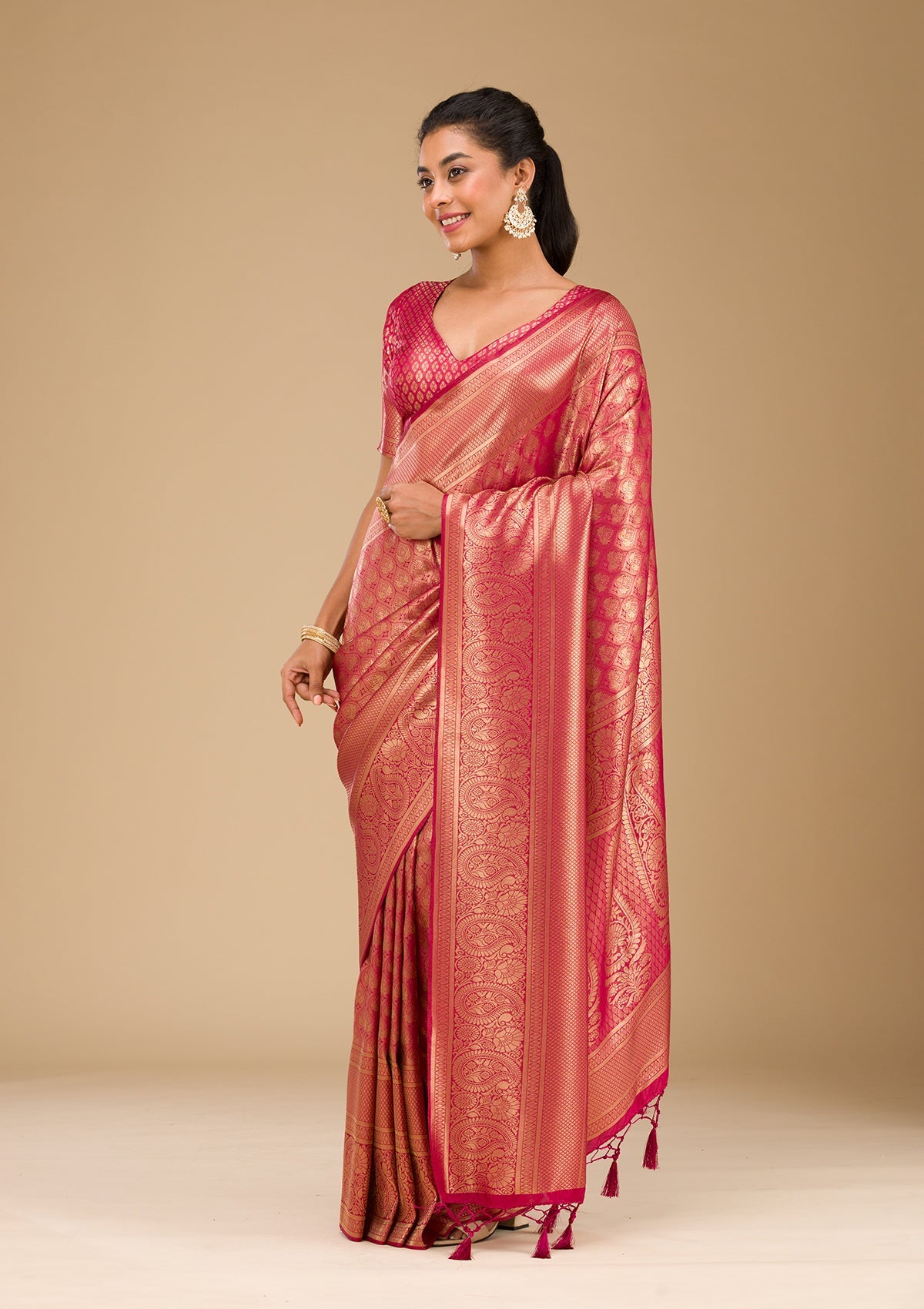 Maroon Plain Art Silk Saree-Koskii