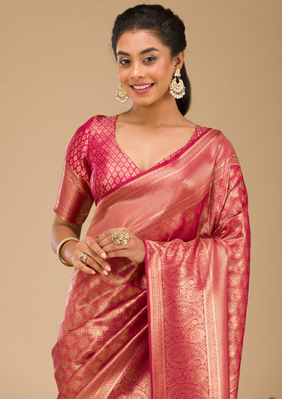 Maroon Plain Art Silk Saree-Koskii