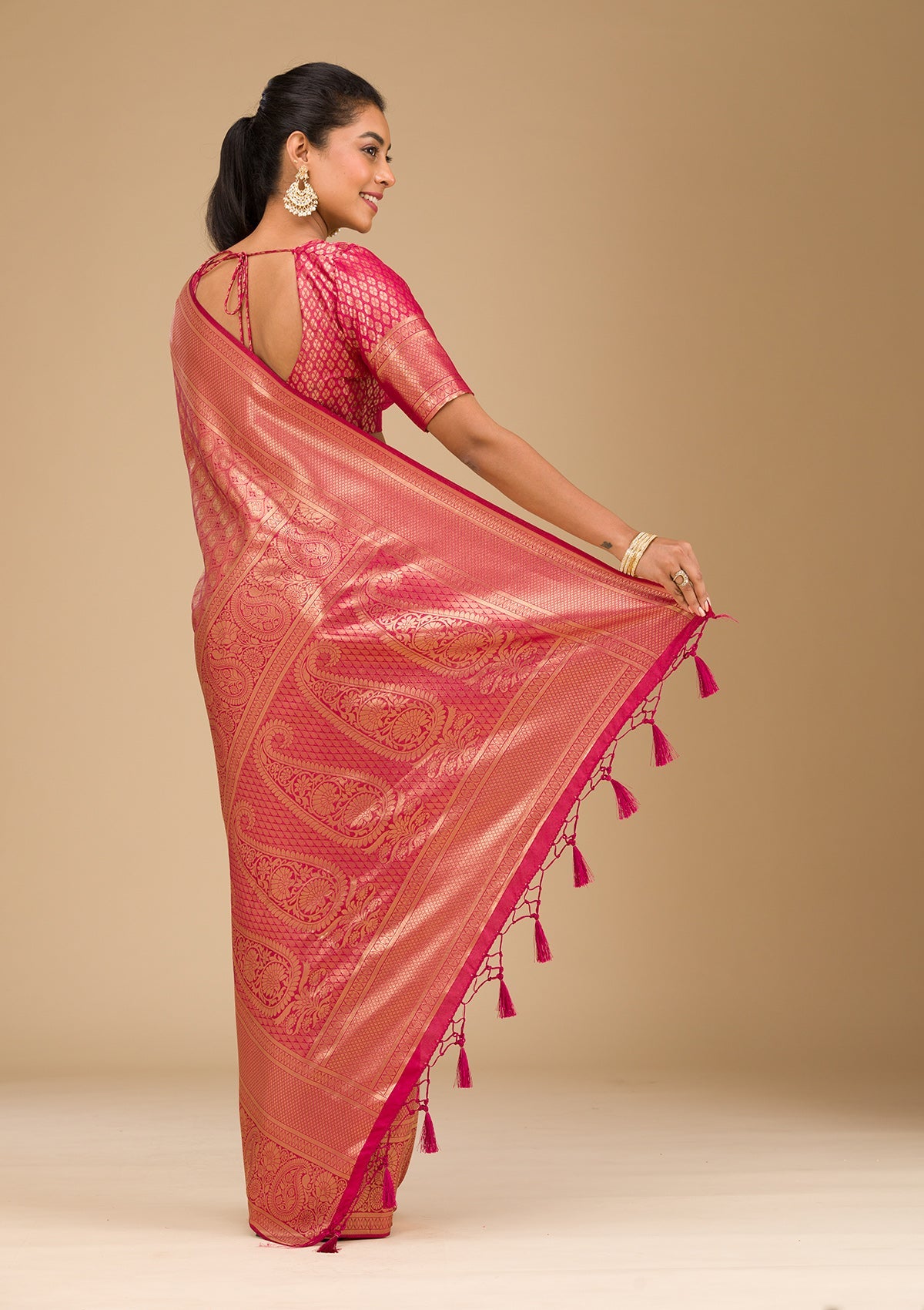 Maroon Plain Art Silk Saree-Koskii