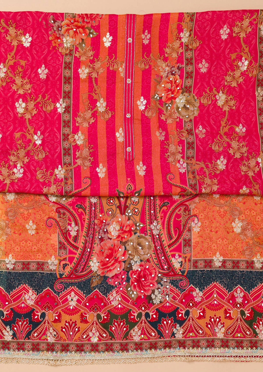 Maroon Printed Georgette Unstitched Salwar Suit-Koskii