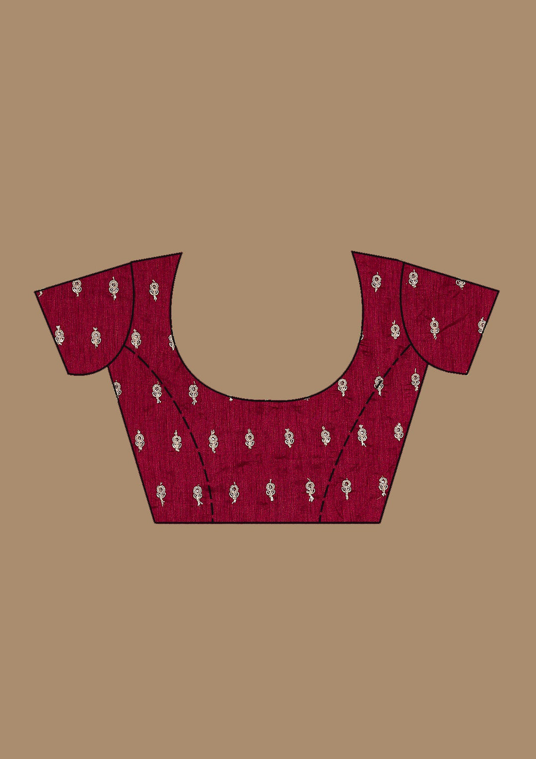 Maroon Printed Organza Saree-Koskii