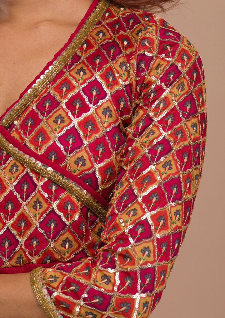Maroon Sequins Georgette Readymade Salwar Suit-Koskii