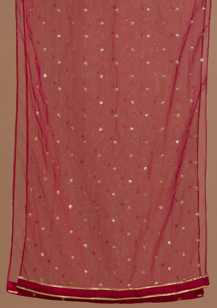 Maroon Sequins Georgette Readymade Salwar Suit-Koskii