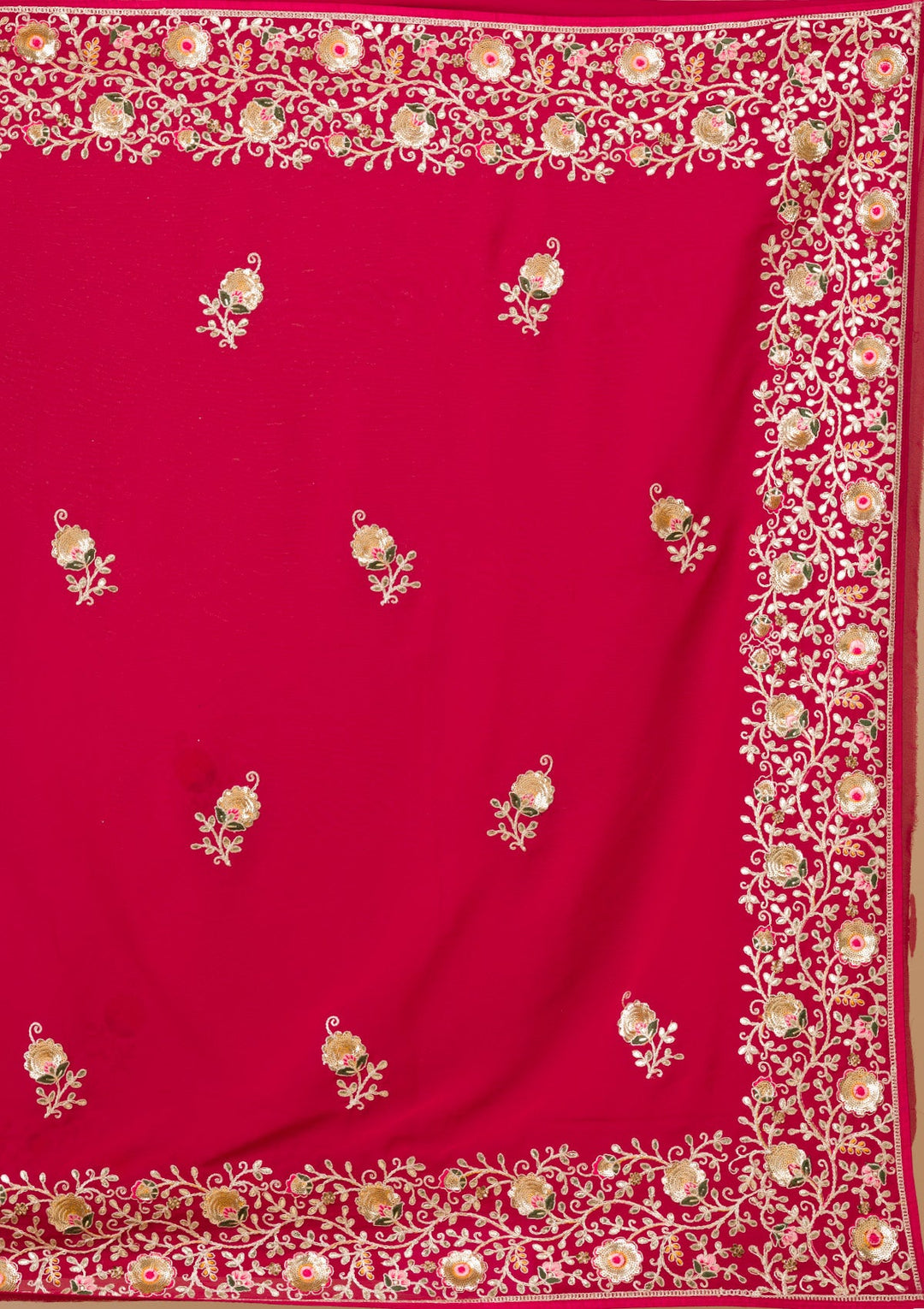 Maroon Sequins Georgette Saree-Koskii