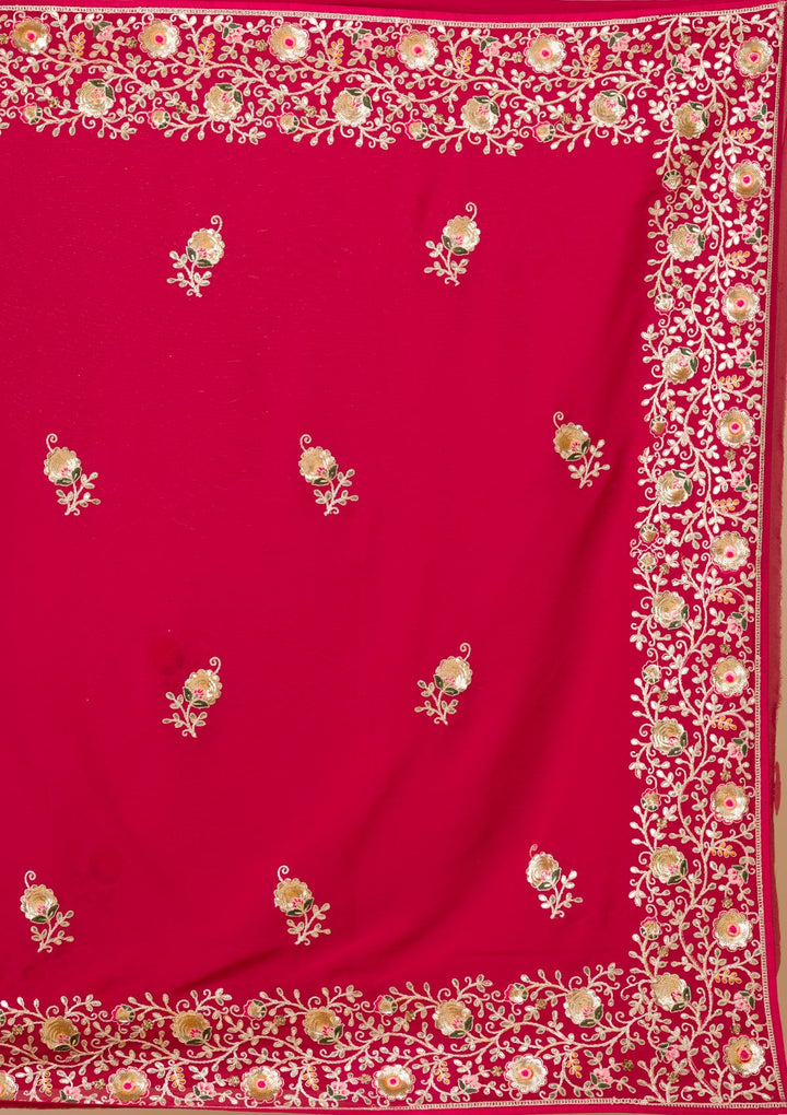 Maroon Sequins Georgette Saree-Koskii