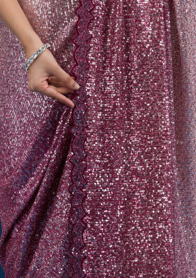 Maroon Sequins Georgette Saree-Koskii